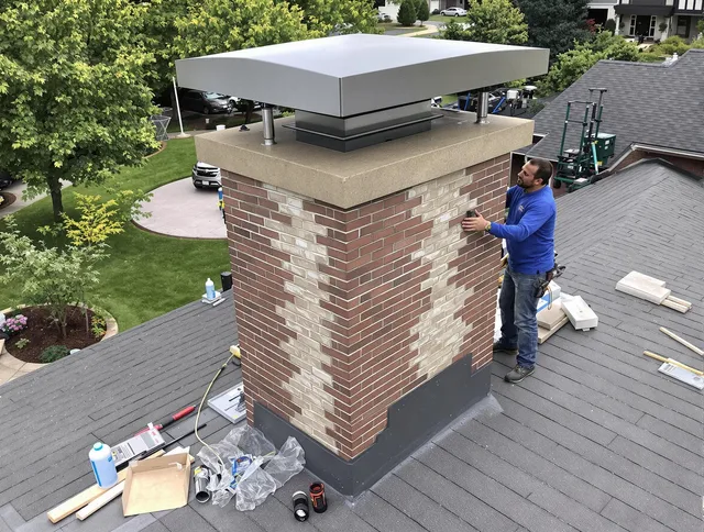 Wolcott Chimney Sweep team working on a custom chimney remodel in Wolcott, CT