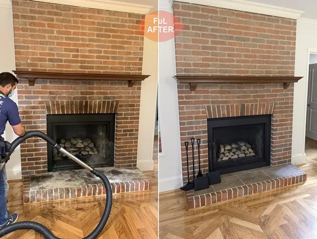 Wolcott Chimney Sweep carefully sanitizing a fireplace in Wolcott, CT