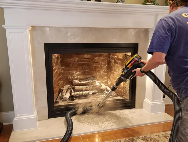 Fireplace cleaning performed by Wolcott Chimney Sweep in Wolcott, CT