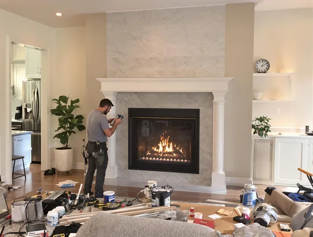 Newly installed fireplace by Wolcott Chimney Sweep in Wolcott, CT