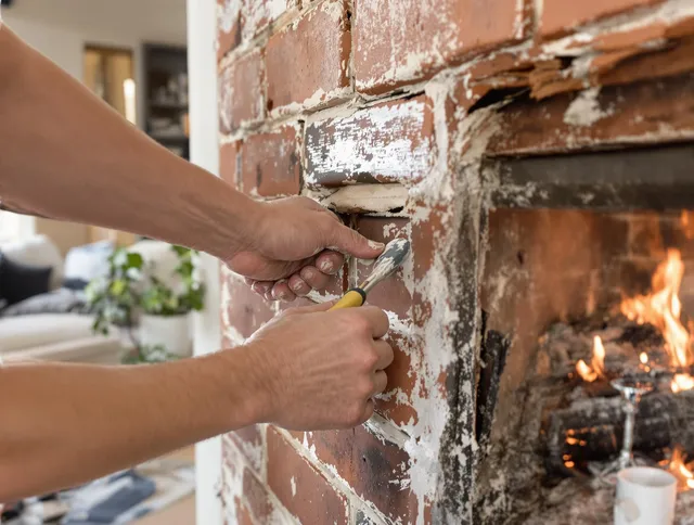 Routine fireplace repair by Wolcott Chimney Sweep in Wolcott, CT